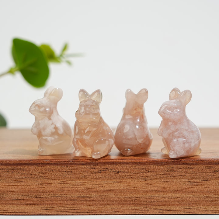 Natural Crystal Carving Mini Flower Agate Rabbit