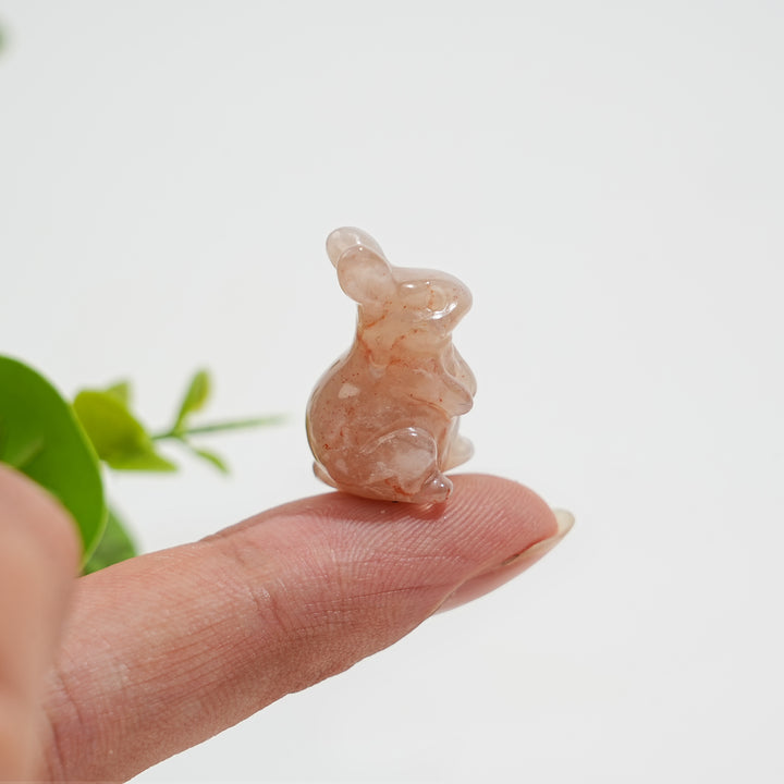Natural Crystal Carving Mini Flower Agate Rabbit