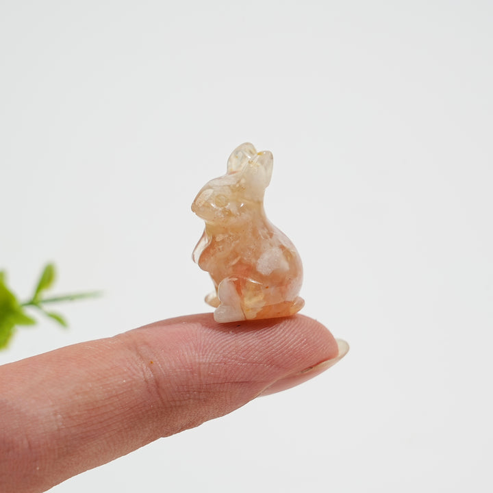 Natural Crystal Carving Mini Flower Agate Rabbit