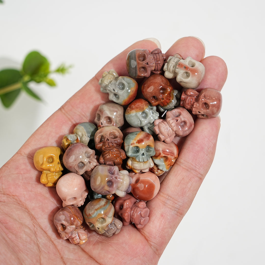 Natural Alashan Agate Cute Mini Skull Carving