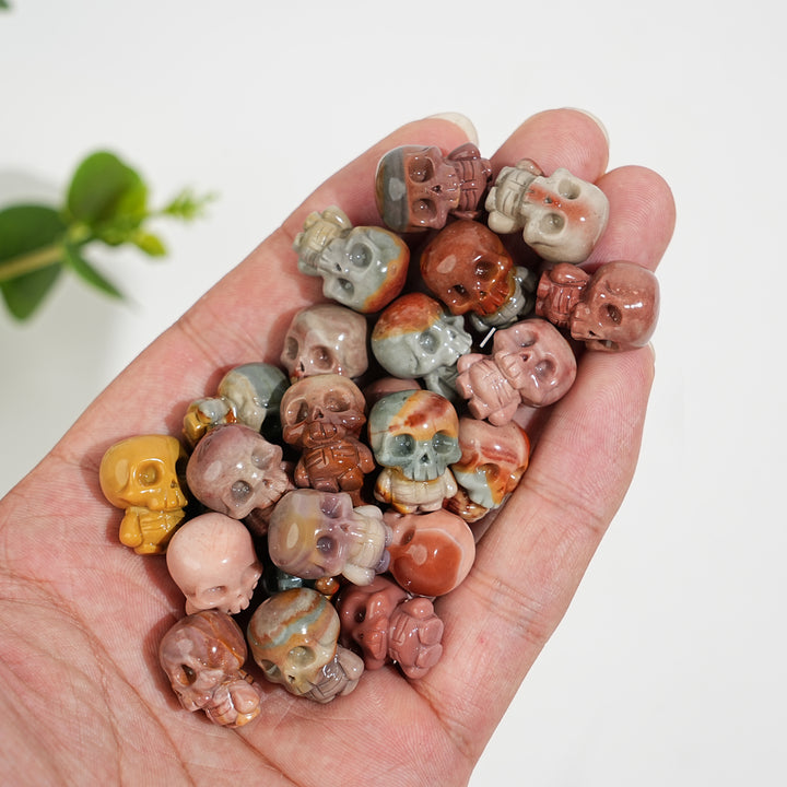 Natural Alashan Agate Cute Mini Skull Carving