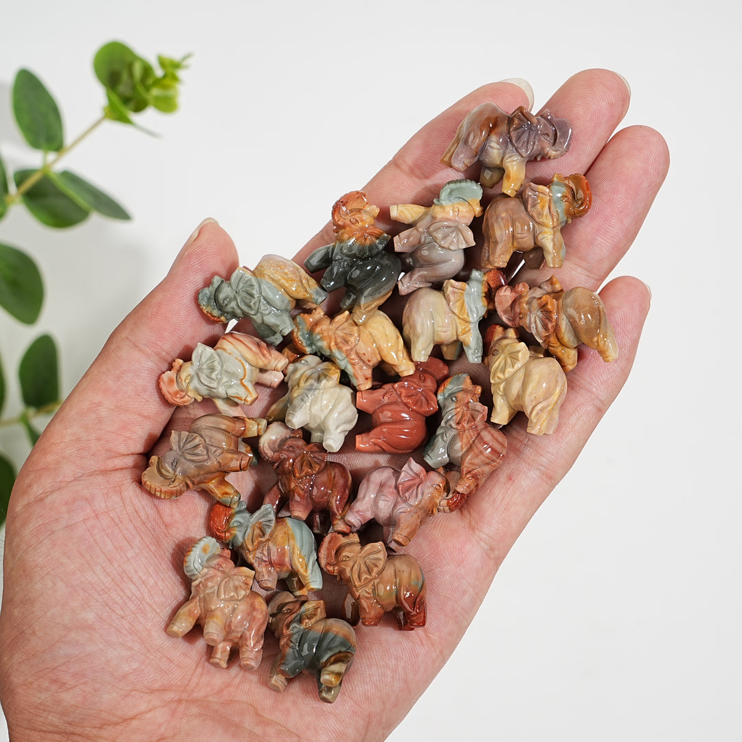 Natural Crystal Mini Alashan Agate Elephant Carving