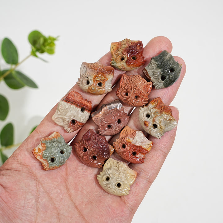 Natural Crystal Alashan Agate Fox Mask Carving
