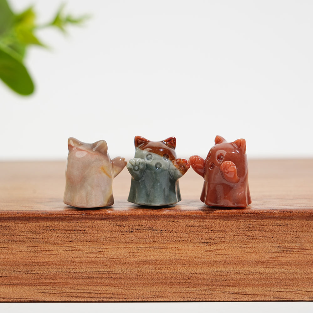 Natural Crystal Carving Alashan Agate Ghost Cat