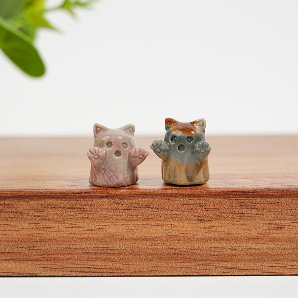 Natural Crystal Carving Alashan Agate Ghost Cat