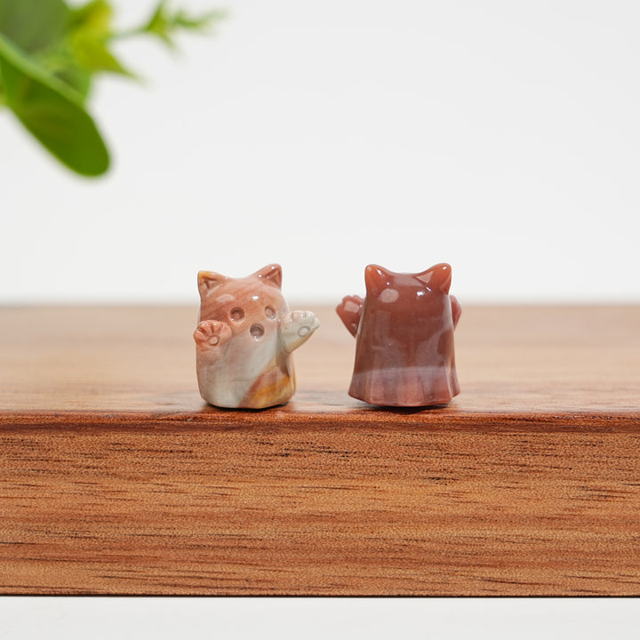 Natural Crystal Carving Alashan Agate Ghost Cat