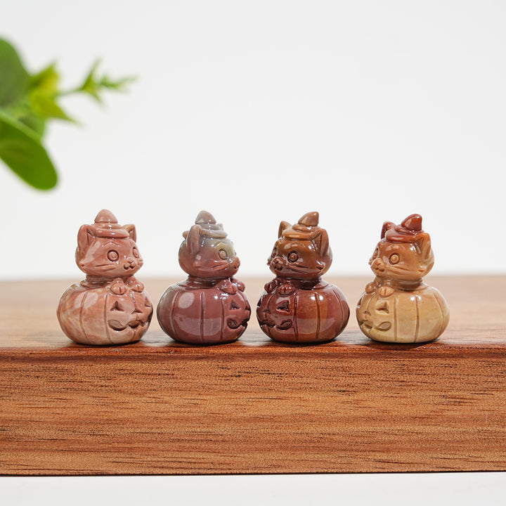 Natural Crystal Carving Alashan Agate Pumpkin Cat