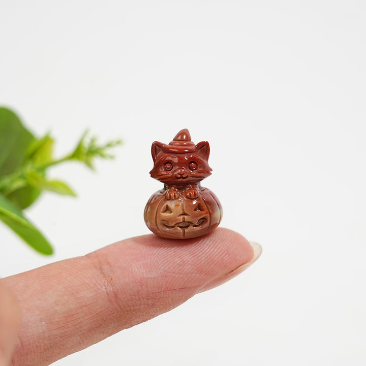 Natural Crystal Carving Alashan Agate Pumpkin Cat
