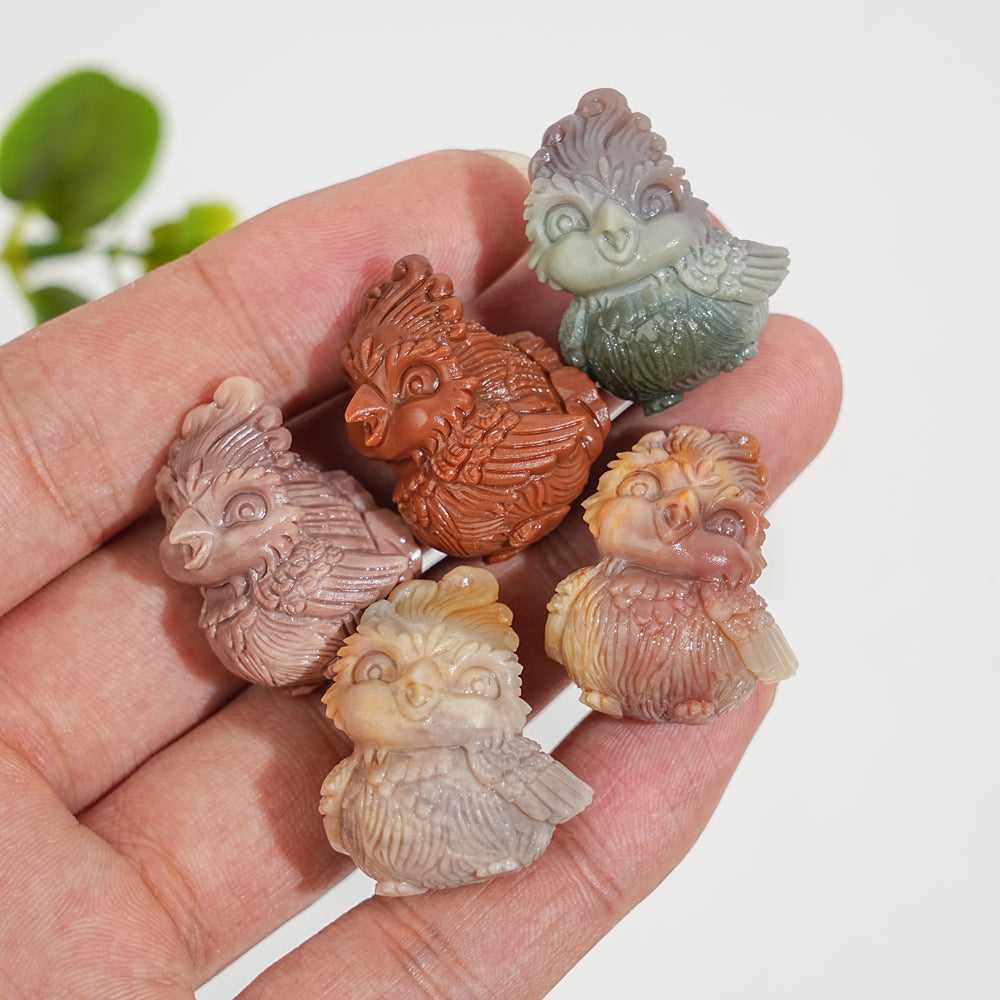 Natural Crystal Carving Alashan Agate Chubby Smiling Phoenix