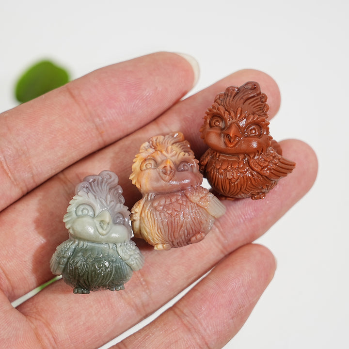 Natural Crystal Carving Alashan Agate Chubby Smiling Phoenix