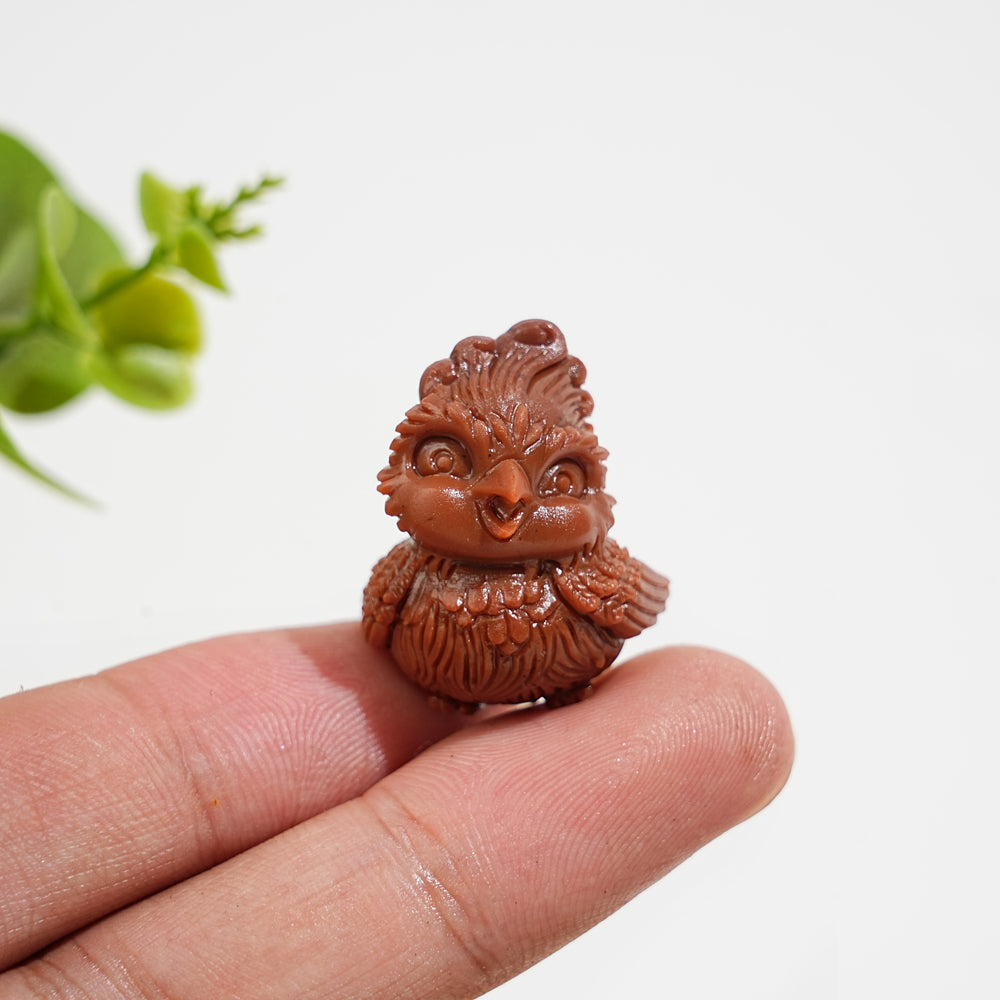 Natural Crystal Carving Alashan Agate Chubby Smiling Phoenix