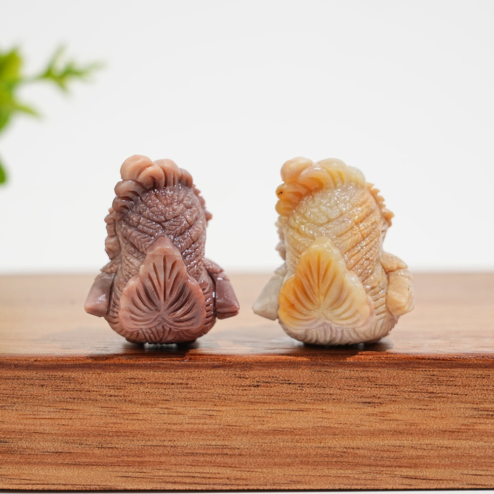 Natural Crystal Carving Alashan Agate Chubby Smiling Phoenix