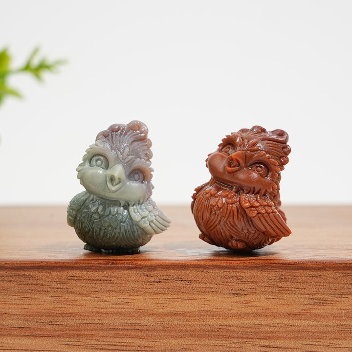 Natural Crystal Carving Alashan Agate Chubby Smiling Phoenix