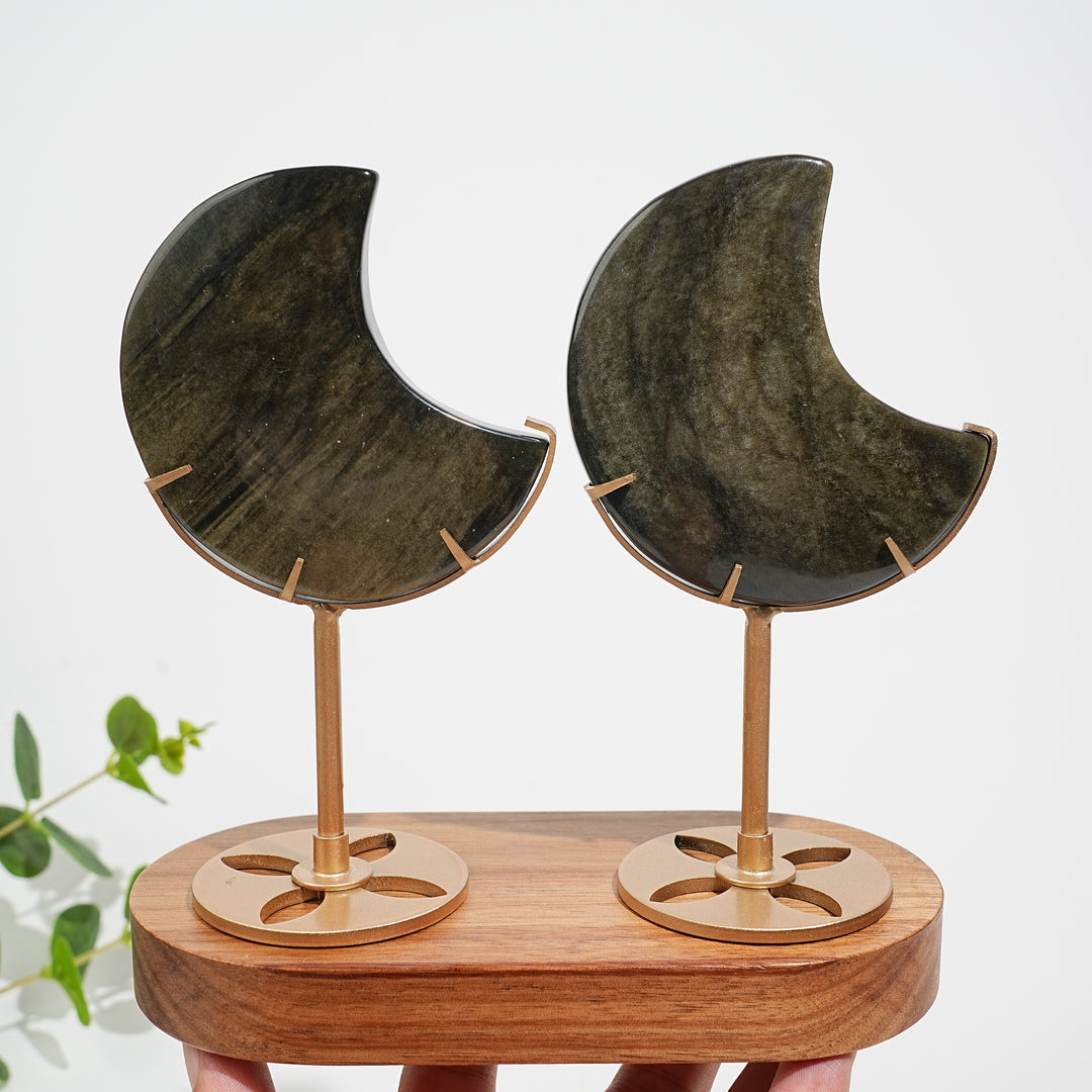 Unique,Natural Crystal Golden Obsidian Moon