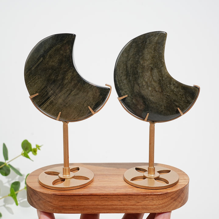 Unique,Natural Crystal Golden Obsidian Moon