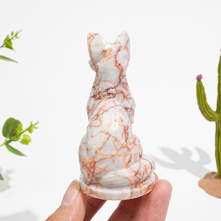 Natural Crystal Ornate Carved Cat Carving