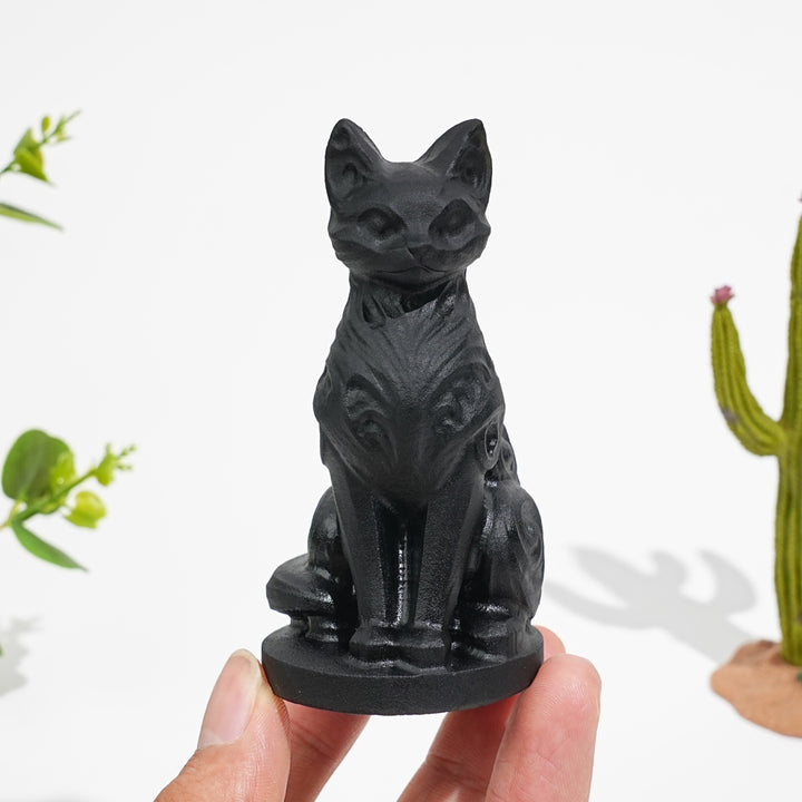 Natural Crystal Ornate Carved Cat Carving