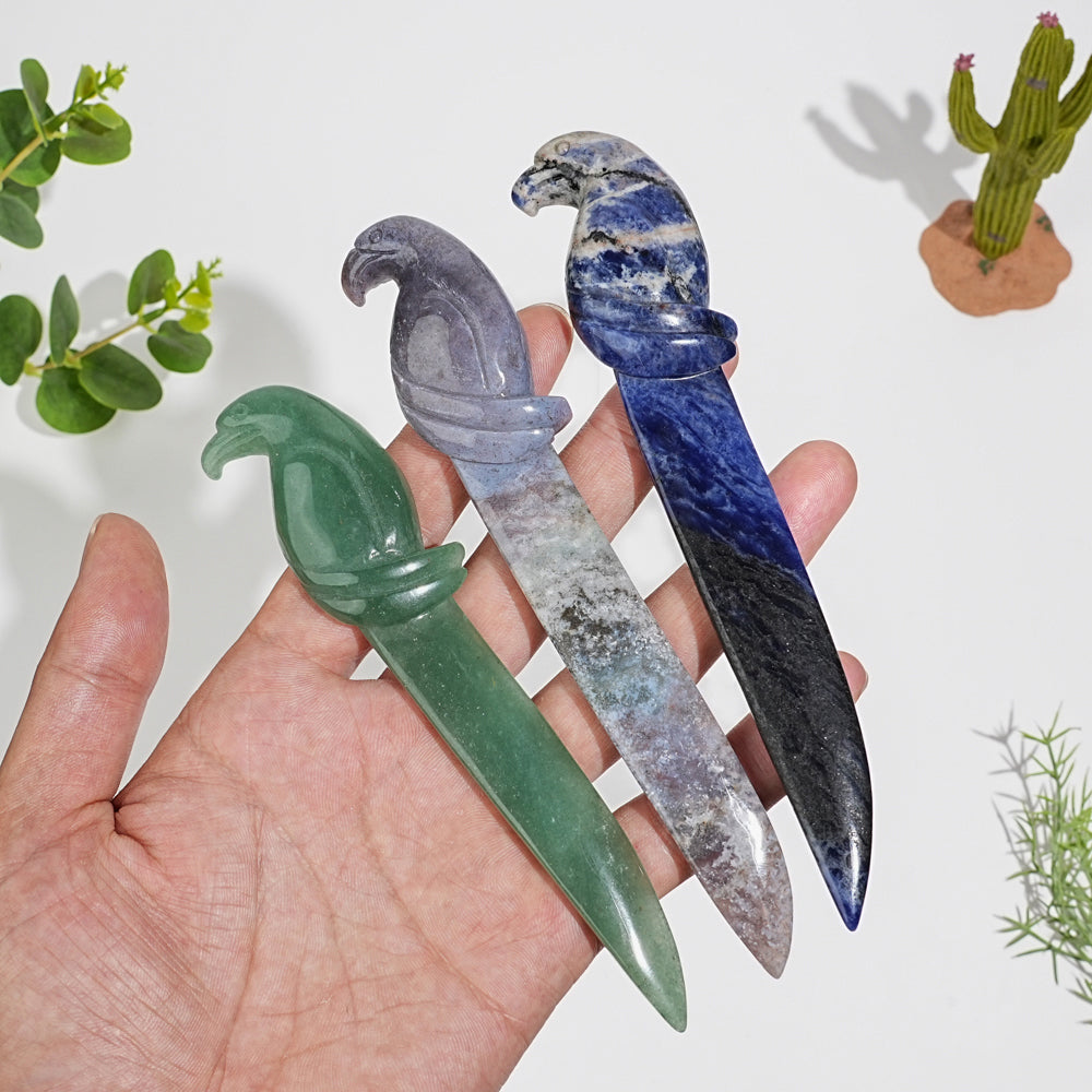 Natural Crystal Parrot Dagger Carving
