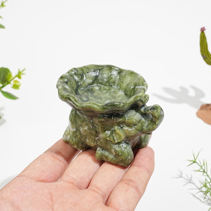 Natural Crystal Cute Lotus Leaf Elephant Carving