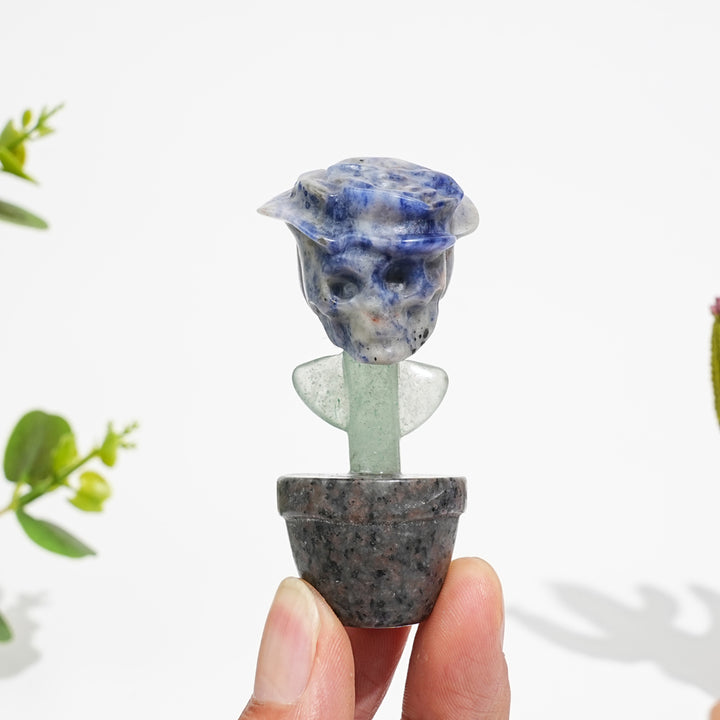 Natural Crystal Skull Rose Potted Carving