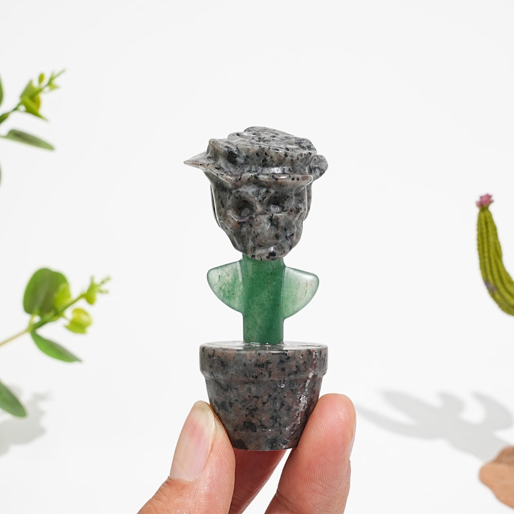 Natural Crystal Skull Rose Potted Carving