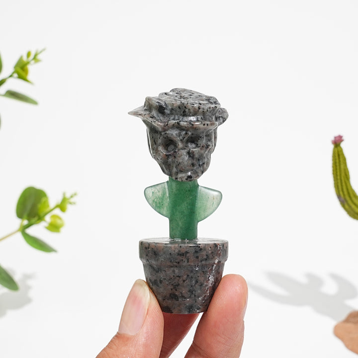 Natural Crystal Skull Rose Potted Carving