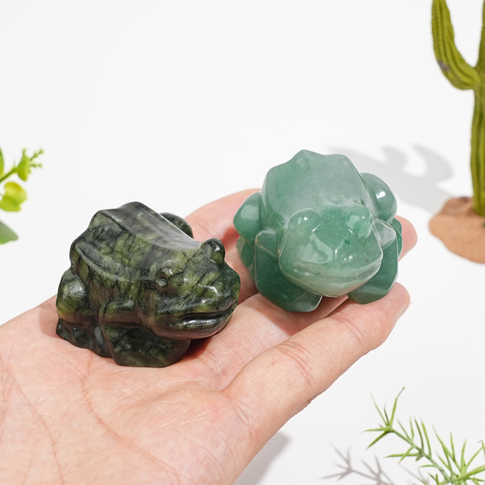 Natural Crystal Leaping Frog Carving