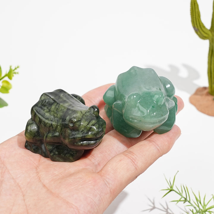 Natural Crystal Leaping Frog Carving