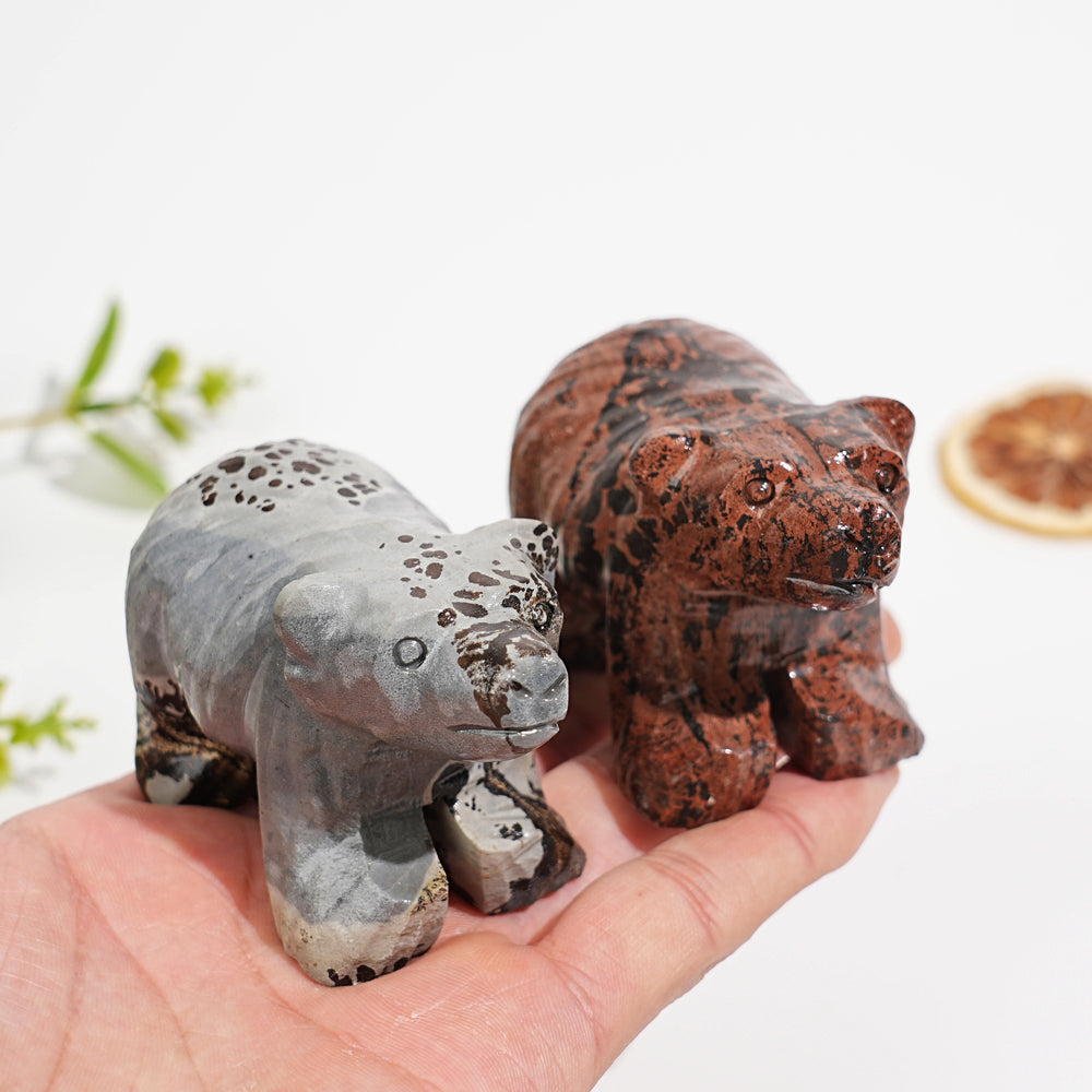 Natural Crystal Carving Picture Jasper Bear