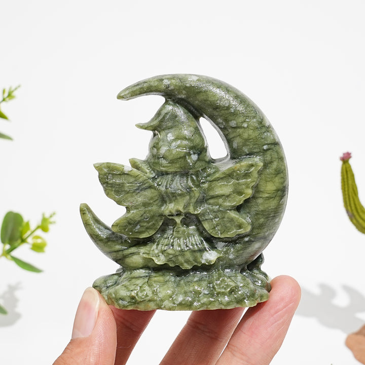 Natural Whimsical Moon Fairy Crystal Carving