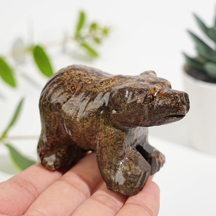 Natural Crystal Carving Picture Jasper Bear