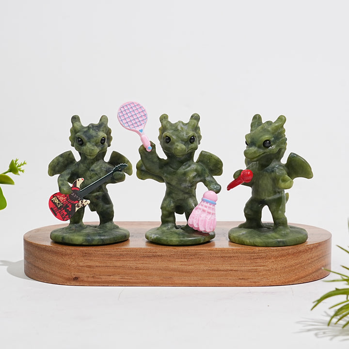 Unique,Natural Crystal Carving Serpentine Fun Dragon