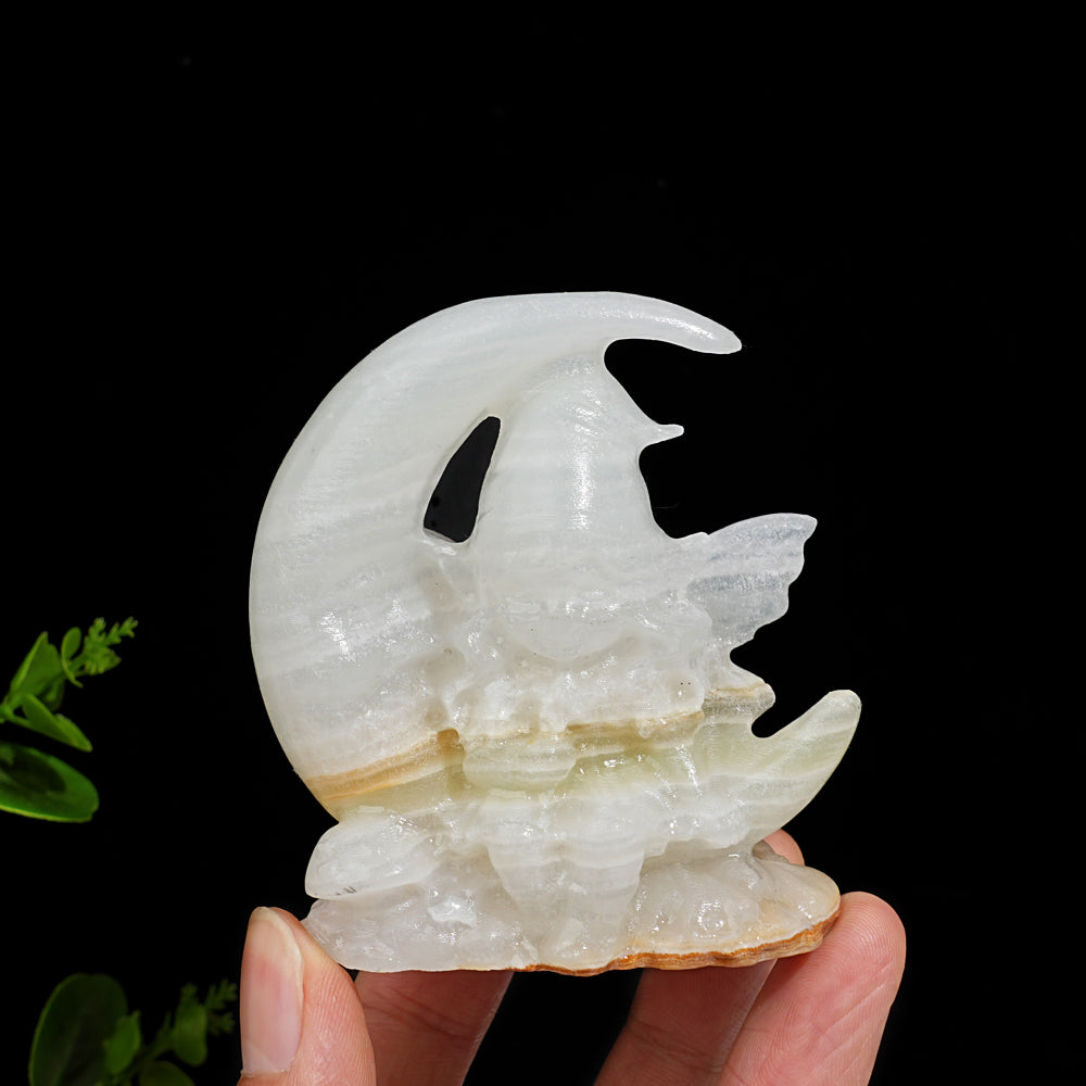 Natural Whimsical Moon Fairy Crystal Carving