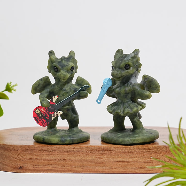 Unique,Natural Crystal Carving Serpentine Fun Dragon