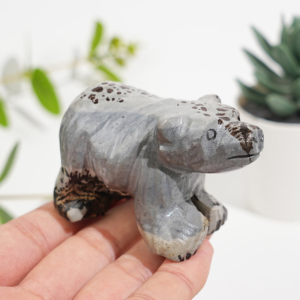 Natural Crystal Carving Picture Jasper Bear