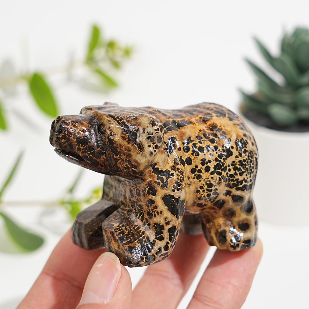 Natural Crystal Carving Picture Jasper Bear