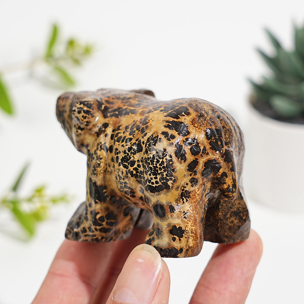 Natural Crystal Carving Picture Jasper Bear