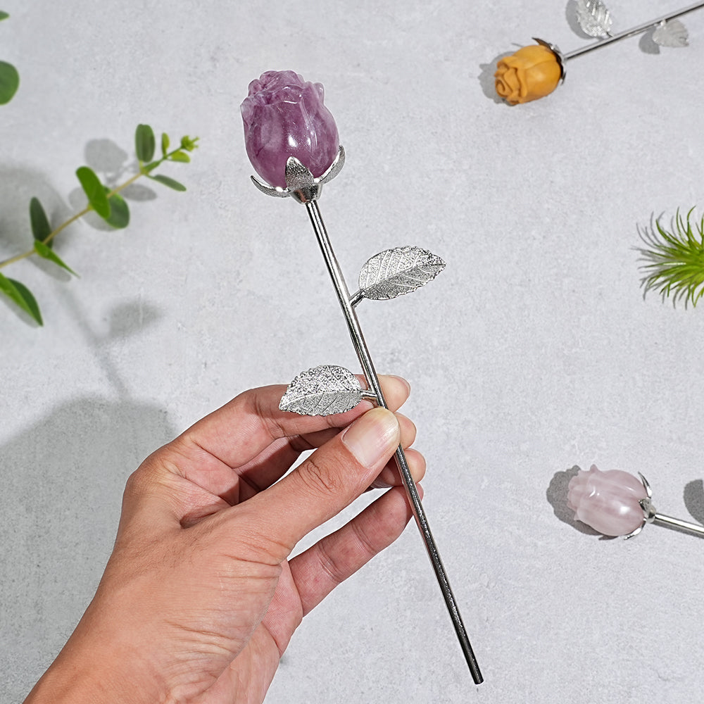 Natural Crystal Exquisite Handheld Rose Flower