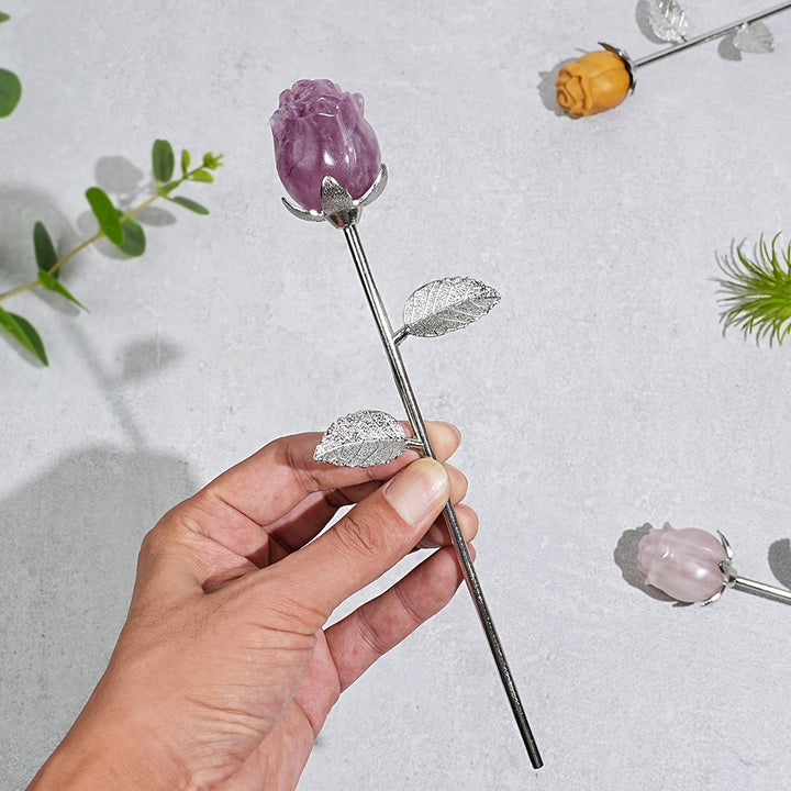 Natural Crystal Exquisite Handheld Rose Flower