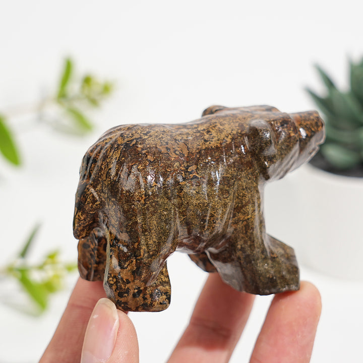 Natural Crystal Carving Picture Jasper Bear
