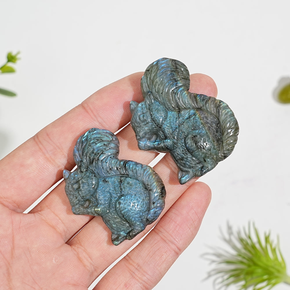 A Slightly Imperfect Natural Crystal Carving Labradorite Squirrel