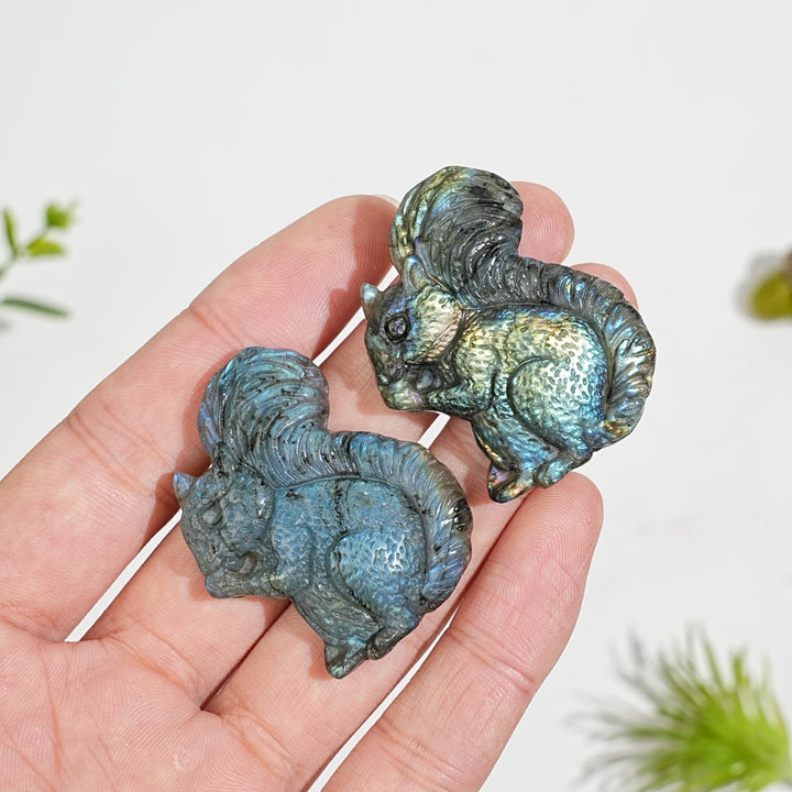 A Slightly Imperfect Natural Crystal Carving Labradorite Squirrel