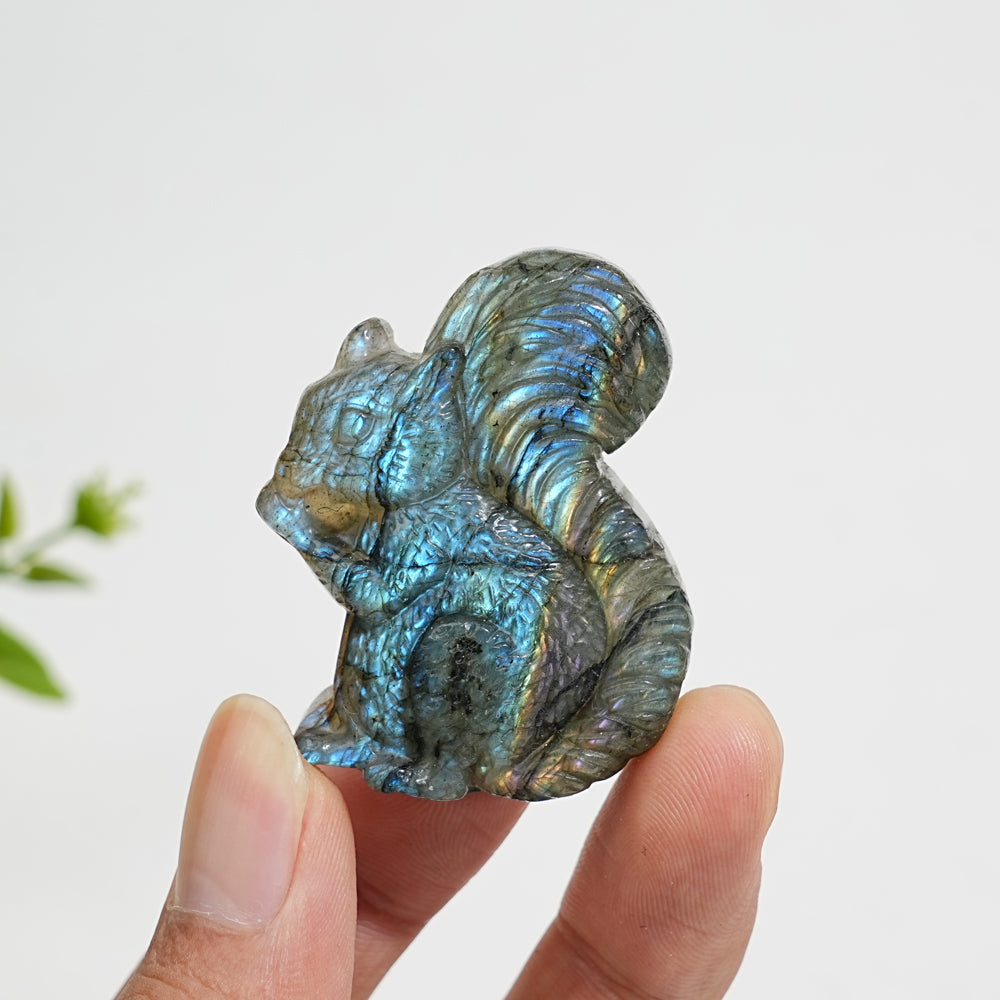 A Slightly Imperfect Natural Crystal Carving Labradorite Squirrel