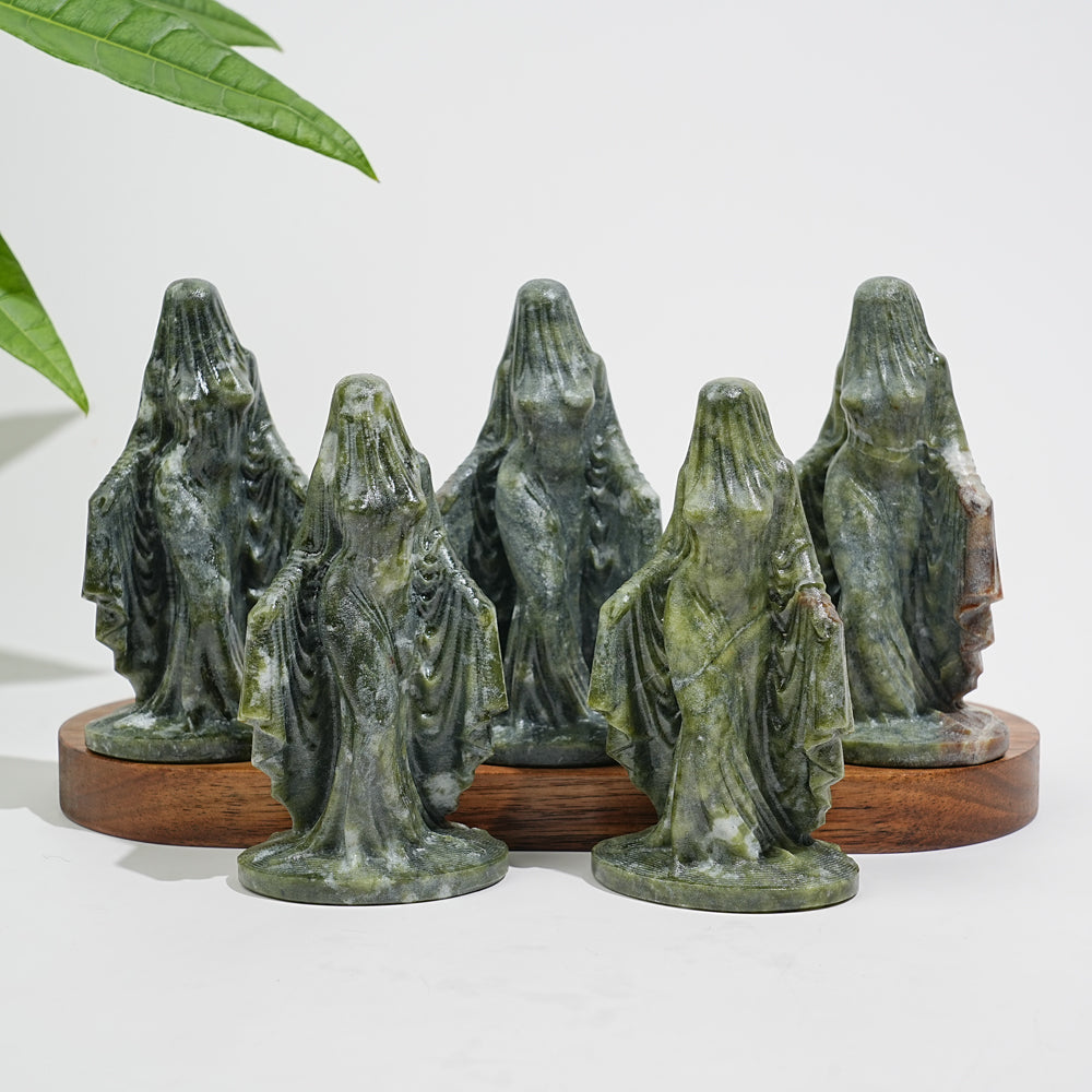 Natural Crystal Mysterious Veiled Spirit Woman Carving