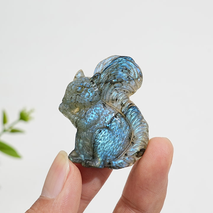 A Slightly Imperfect Natural Crystal Carving Labradorite Squirrel