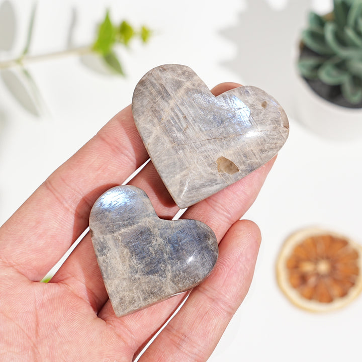Natural Moonstone Heart Palm