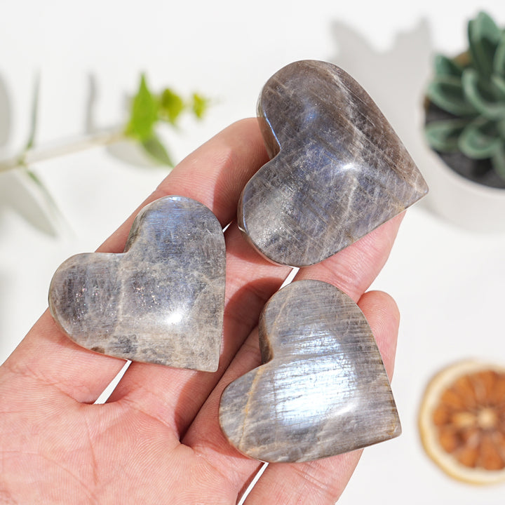 Natural Moonstone Heart Palm