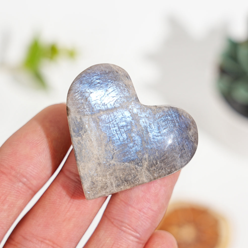 Natural Moonstone Heart Palm
