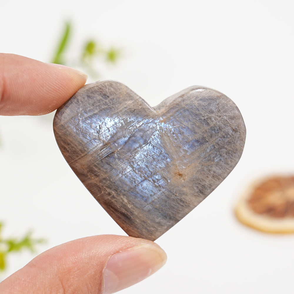 Natural Moonstone Heart Palm