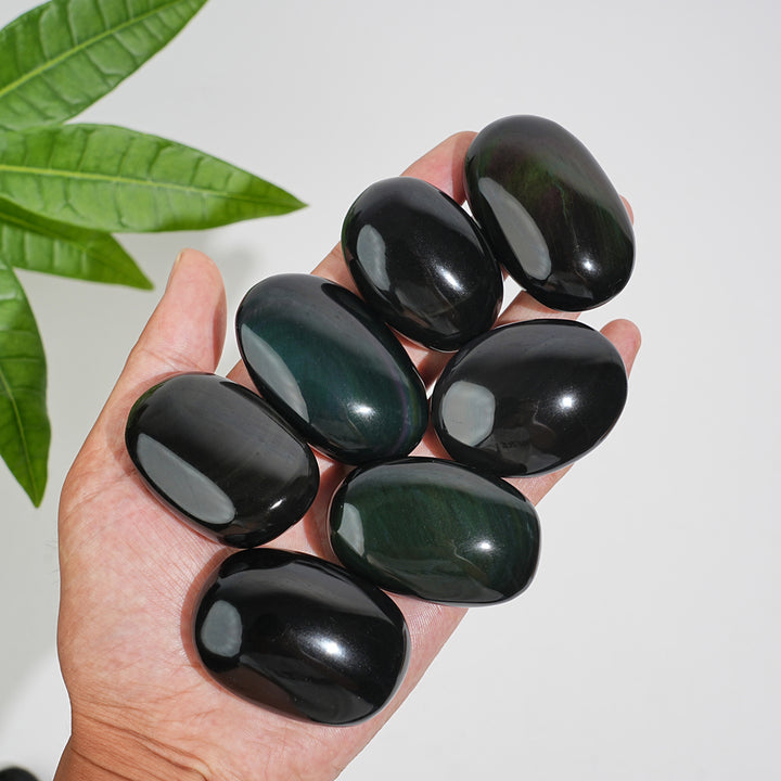 Natural Crystal Rainbow Obsidian Palmstone
